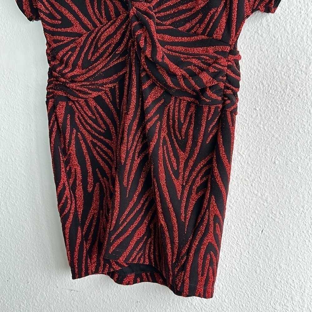 Saylor Soumin Ruby Red Sparkling Metallic Zebra Print Dress Sz. M NWT! - Picture 7 of 11